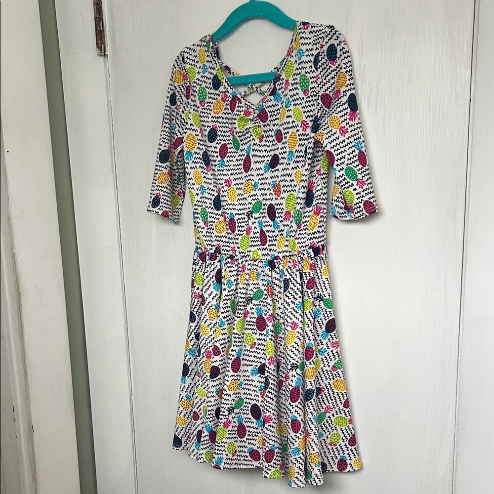 Dot Dot Smile Playful Pineapple Print Kids Dress